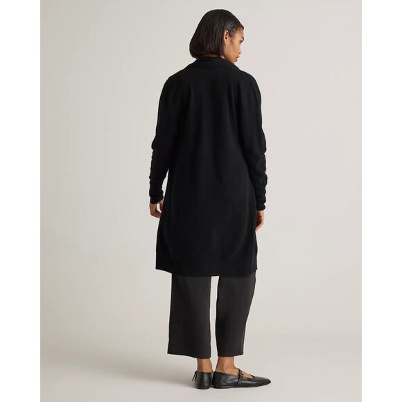 Quince Mongolian Cashmere Duster Cardigan Sweater Black Size M NWT Luxury - Picture 2 of 12